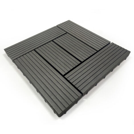 Kit mattonelle da balcone grigie in WPC da 30x30x2 cm
