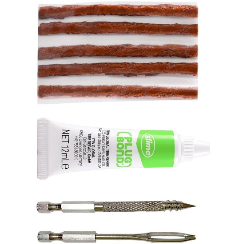 Kit Meches Perceuse Pneus Slime -5 Meches + 2 Forets + Plug Bond-