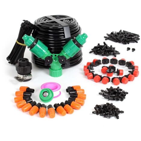 Kit Micro Système d'Irrigation - Tuyau 40 m, nombreux goutteurs réglables - Arrosage avec Jet Fontaine Arroseur Jardin Balcon Jardinage