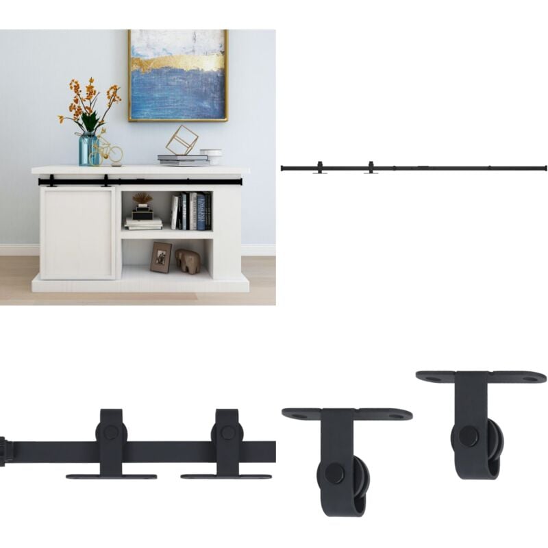 Vidaxl - Kit mini de porte d'armoire coulissante Acier au carbone 122 cm - kit de porte d'armoire coulissante - kits de porte d'armoire coulissante