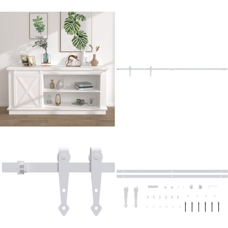 Vidaxl - Kit mini de porte d'armoire coulissante Acier au carbone Blanc - kit de porte d'armoire coulissante - kits de porte d'armoire coulissante