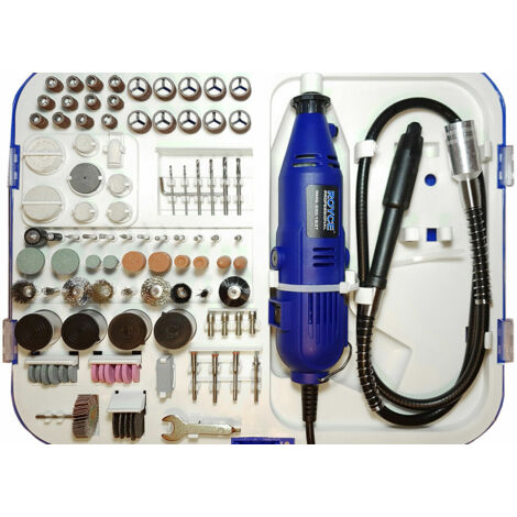 KIT MINI PERCEUSE MEULEUSE ARBRE FLEXIBLE 330 W 163 PIÈCES FORETS ROYCE