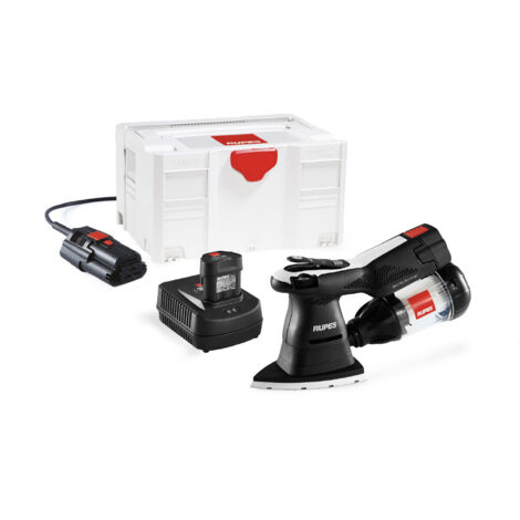 Kit mini ponceuse plateau triangulaire avec 2 batteries + Chargeur + Bloc d'alim rechargeable + Filtre green tech + Systainer - RUPES - HSS73/BLX