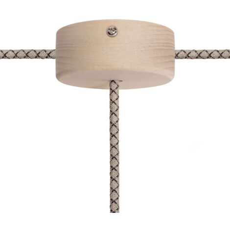 Kit Mini rosace cylindrique en bois avec 1 trou central et 2 trous latéraux Neutre