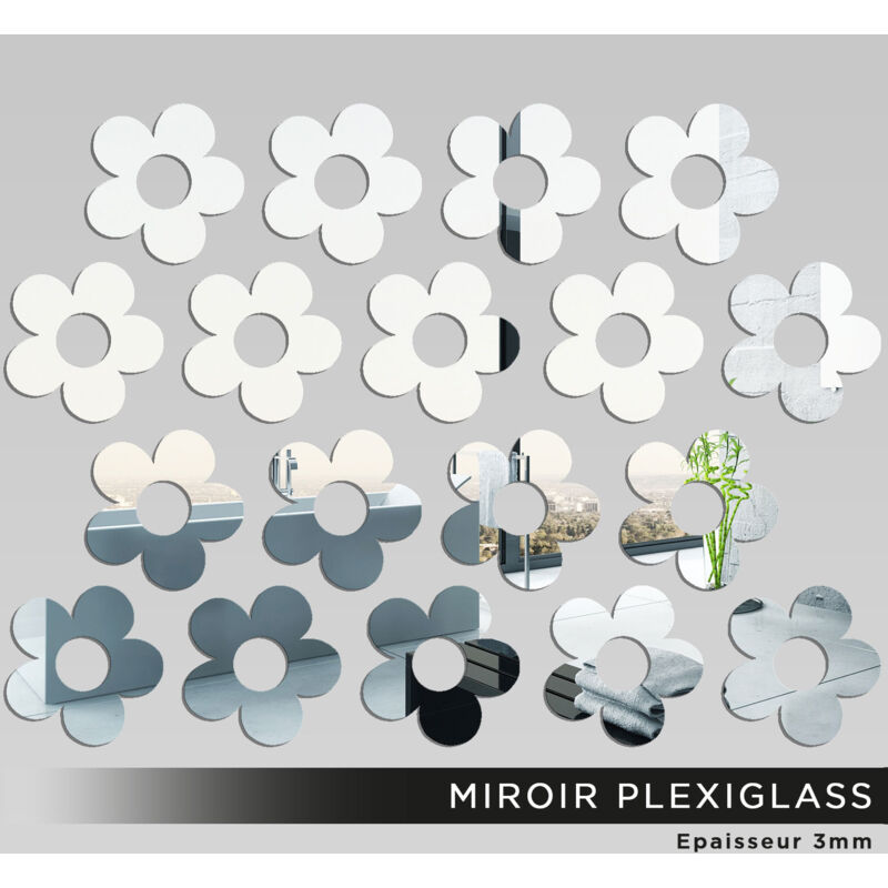 Kit Miroir Plexiglass - Fleurs - KIT 15x20 cm