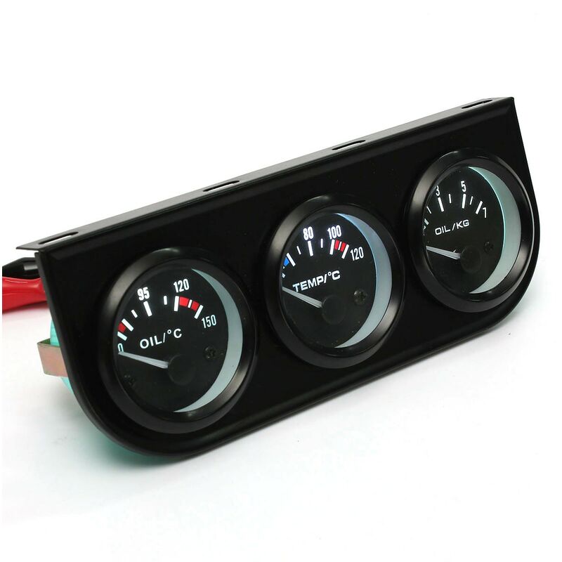 Image of Drillpro - Kit misuratore puntatore elettronico a led per auto da 2 pollici 52 mm 3 in1 - Temperatura olio + Temperatura acqua + Pressione olio con