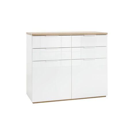 KIT MOBILE 4 CASSETTI + 2 ANTE  CM. 120X50X102H BIANCO LACCATO / ROVERE