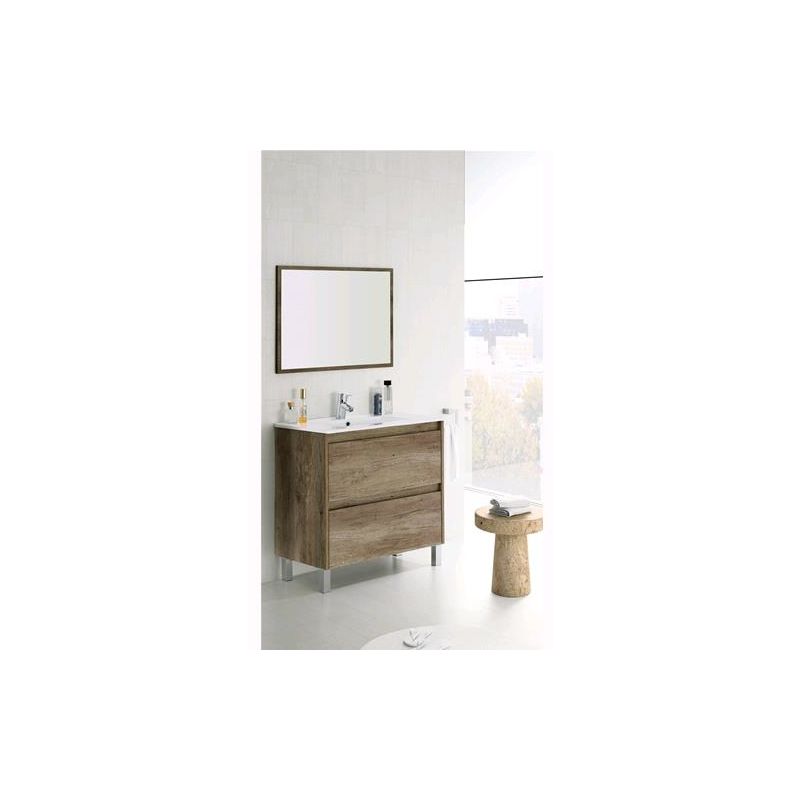 Mobile bagno dakota 2 cassetti completo di specchio senza lavabo cm 80X45X80H