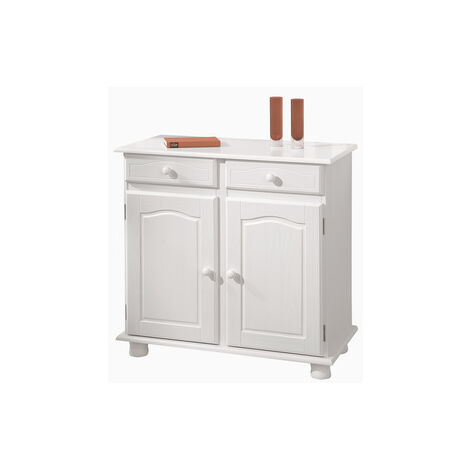 KIT MOBILE BUFFET IN LEGNO MASSELLO BIANCO A 2 ANTE CM. 88x43x87H