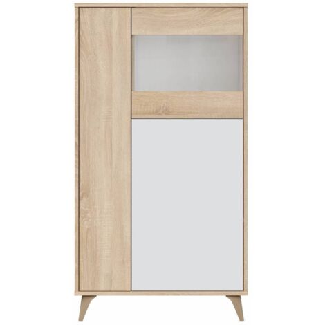 KIT MOBILE C/VETRINA 77X33XH142 CM ROVERE BIANCO