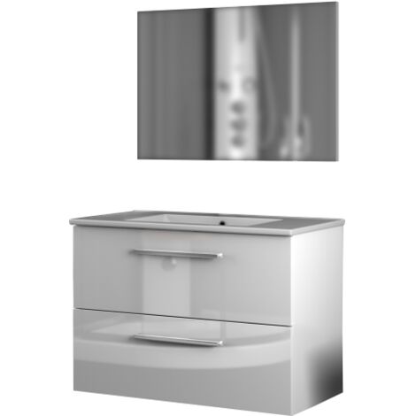 Kit mobile da bagno modello Aruba cm80x45x57h 2cassettoni colore bianco