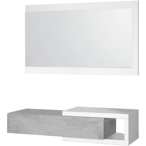FORES HABITAT S.L.U. KIT MOBILE INGRESSO 1CASSETTO + 1 SPECCHIO 'NOON' BIANCO E LEGNO