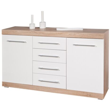 Kit Mobile Madia Buffet Lublin 4C+2A Rovere/Bianco Laccato