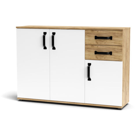 KIT MOBILE MOSSO 3 ANTE + 2 CASSETTI O4 CM. 120X32X83H ROVERE GOLD/BIANCO