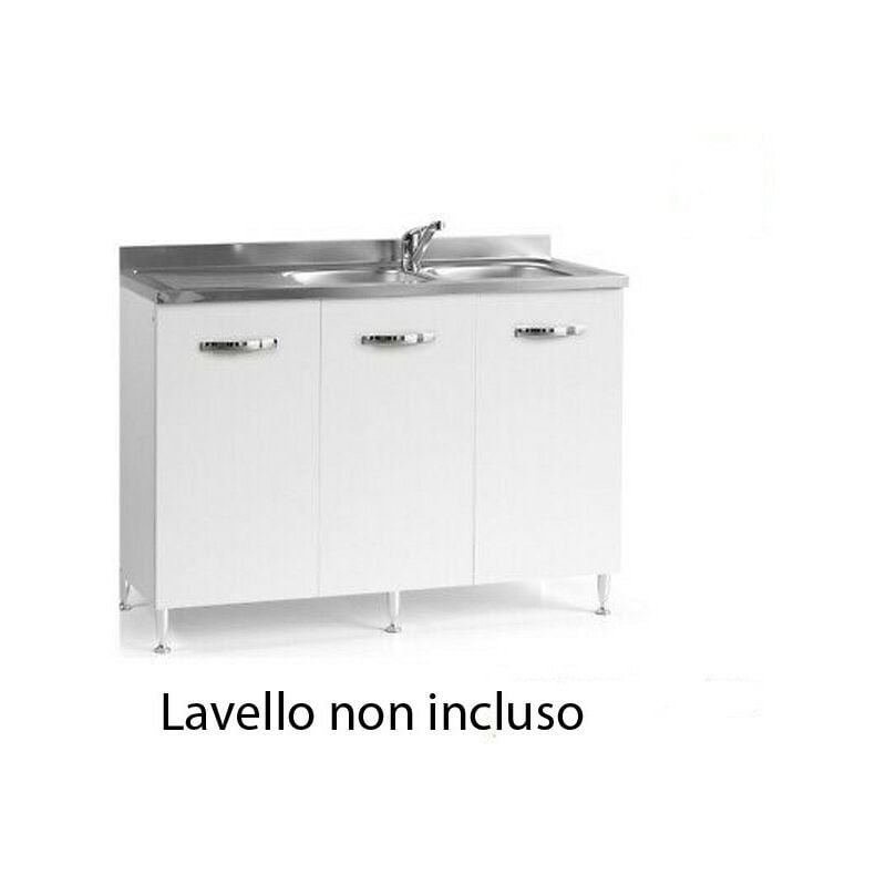 Image of Bricoshop24 - Kit Mobile Sotto Lavello 3 Ante 120 cm Senza Lavello in Legno Bianco da Cucina