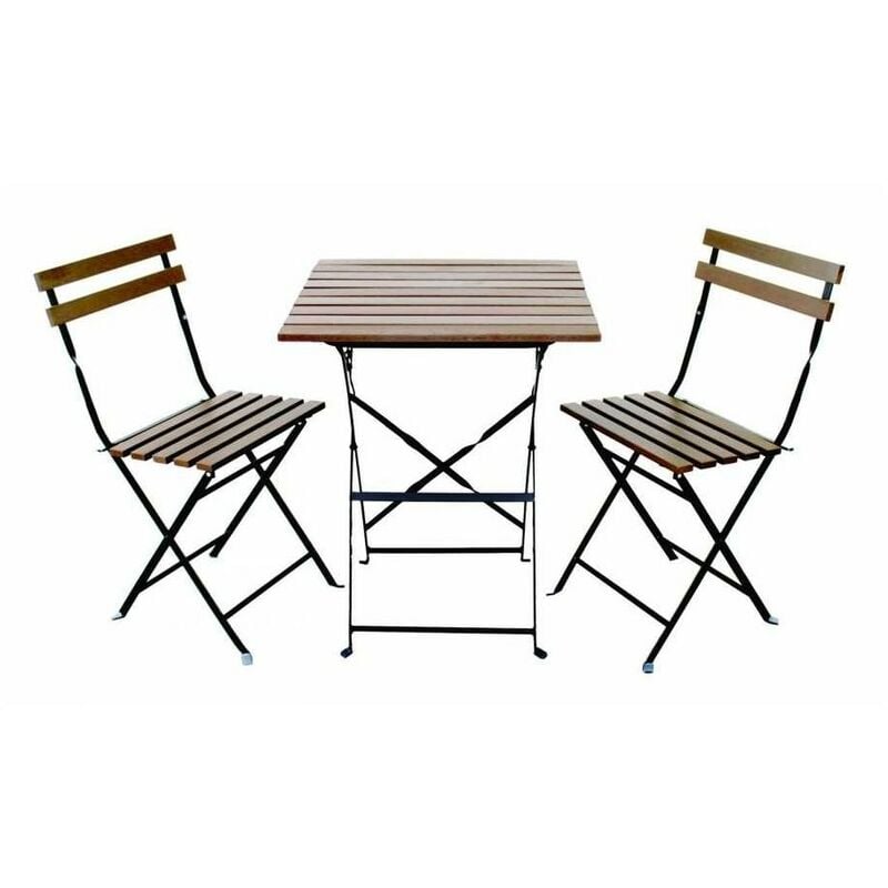 Kit mobilier de jardin Table+ 2 chaises pilante Kz Garden Bois et acier Jardin Terrasse