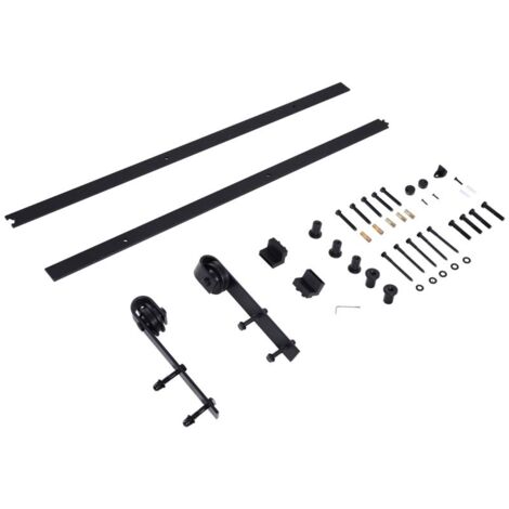 KIT MONTAGGIO PER PORTE SCORREVOLI CON BINARIO E ACCESSORI IN ACCIAIO AL CARBONIO. 200X4X0.6CM