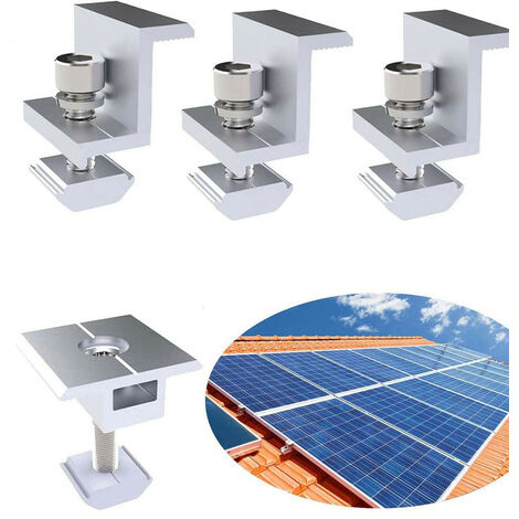Kit morsetto terminale supporto pannello solare 4 pezzi, morsetto terminale solare, pannello solare per altezza modulo, fissaggio modulo solare per pannello solare per montaggio fotovoltaico (30 mm)