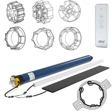 Kit moteur pour motorisation de volet roulant solaire – Moteur 15NM avec panneau solaire et batterie – Installation facile et adaptateurs inclus