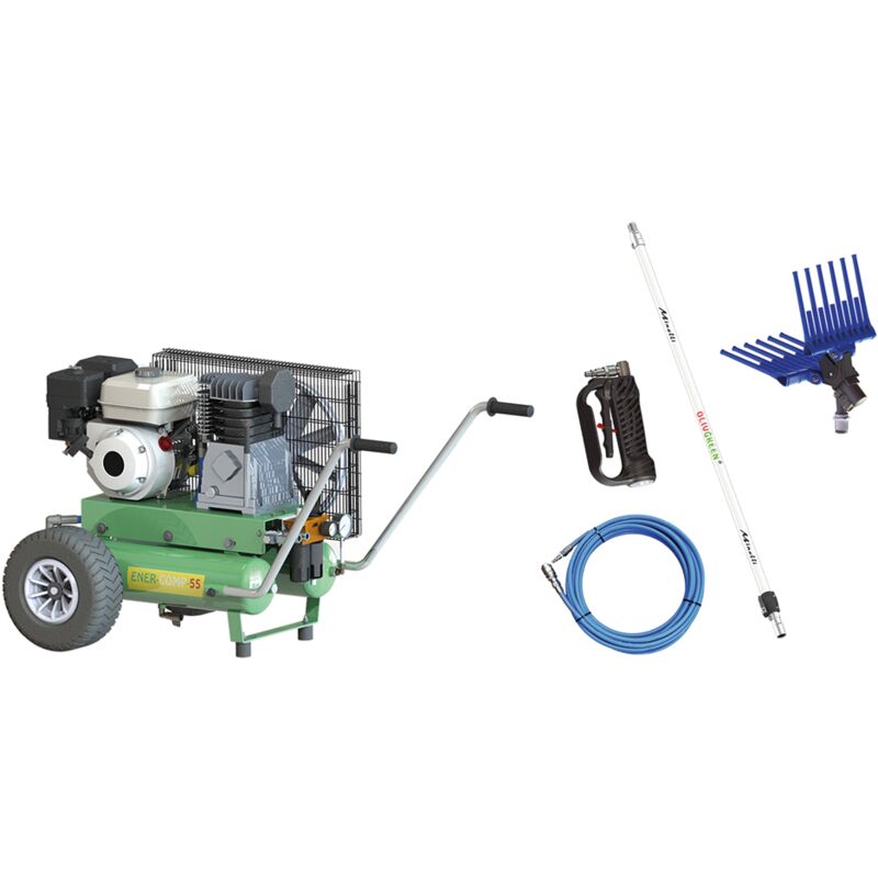 Minelli - Kit motocompressore Enercomp 1 compressore carrellato a benzina Hp 4,8 1 abbacchiatore pneumatico 1 tubo poliuretano 1 asta telescopica e 1