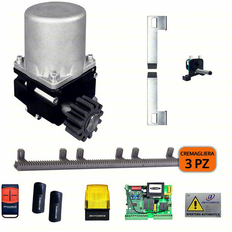 Kit Motore 300kg Scorrevole Automatico Con 3 Mt Cremagliera Nylon 230v Kv3