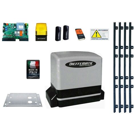 Kit Motore 900kg Scorrevole Automatico Con 4 Mt Cremagliera Nylon 230v Kv9