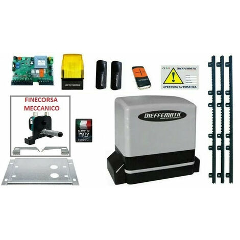 Kit Motore Automazione Cancello Scorrevole Automatico Con 3 Mt Cremagliera 230v