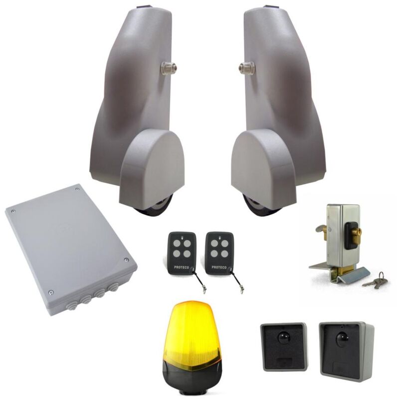 Kit - motorisation de portail battant - systeme a Roues - Reversible - moteurs 230V - RT17 - myflow r by Proteco 1148