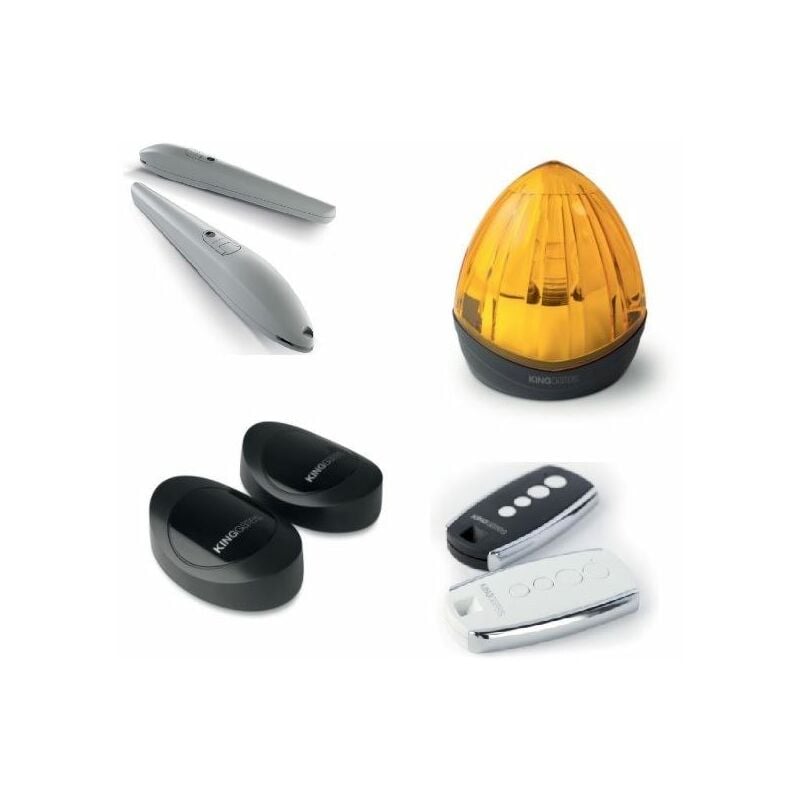 Kit motorisation JETKIT230 portail battant, jusqu'à 3m-600Kg +téleco, feu et photocellule. King Gates