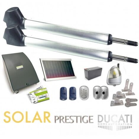 Kit Motorisation Portail Solaire Ducati Home Automation EVO 748 T SOLAR - Pour portail à 2 vantaux battants maxi 5m 400kg chacun