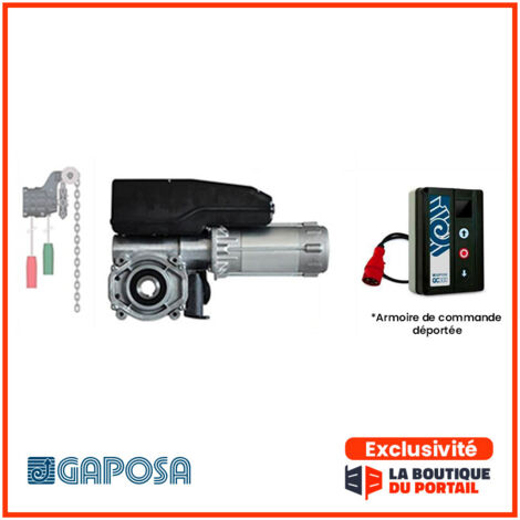 Kit Motorisation Porte Sectionnelle Industrielle 400 V Axe Ø25,4 40M² 140N Elec. Déportée QC300 GAPOSA