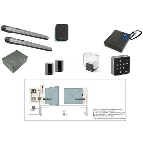 Kit motorisation TOONAKIT + batterie secours pour portails battants Nice Voir  NITOONA4024BAT