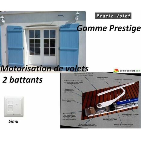 Kit motorisation volets battants 230V – Moteur radio SIMU RTS – Caisson aluminium 85x445mm – Puissance 165W – Installation facile – Jardin Pratic
