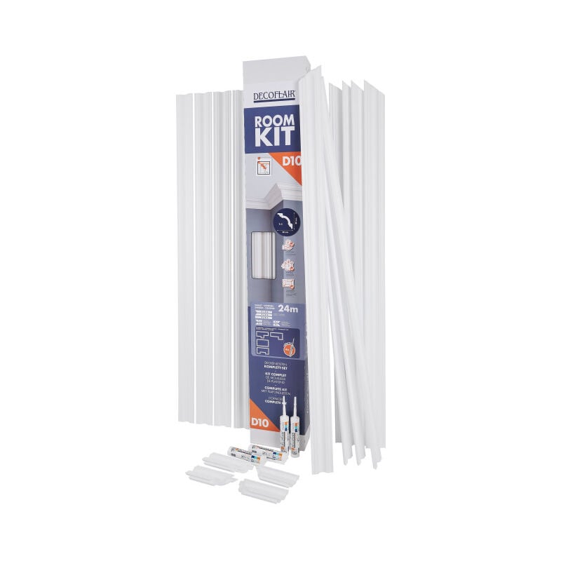 D10-ROOMKIT Decoflair Moulure de plafond Polystyrène 80 x 80 x 2000 - 1 pièce