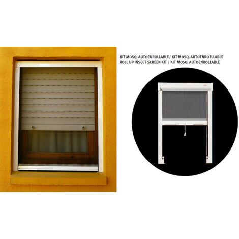 Kit moustiquaire auto-enroulable blanche 150x150 cm