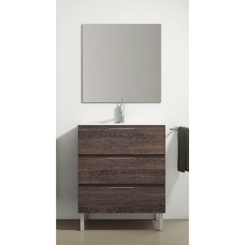 

KIT Mueble de Baño Modelo AUSTRIA PORCELANA, Compuesto por: Mueble de Baño Wenge Malí 120cm, Lavabo de Porcelana y Espejo