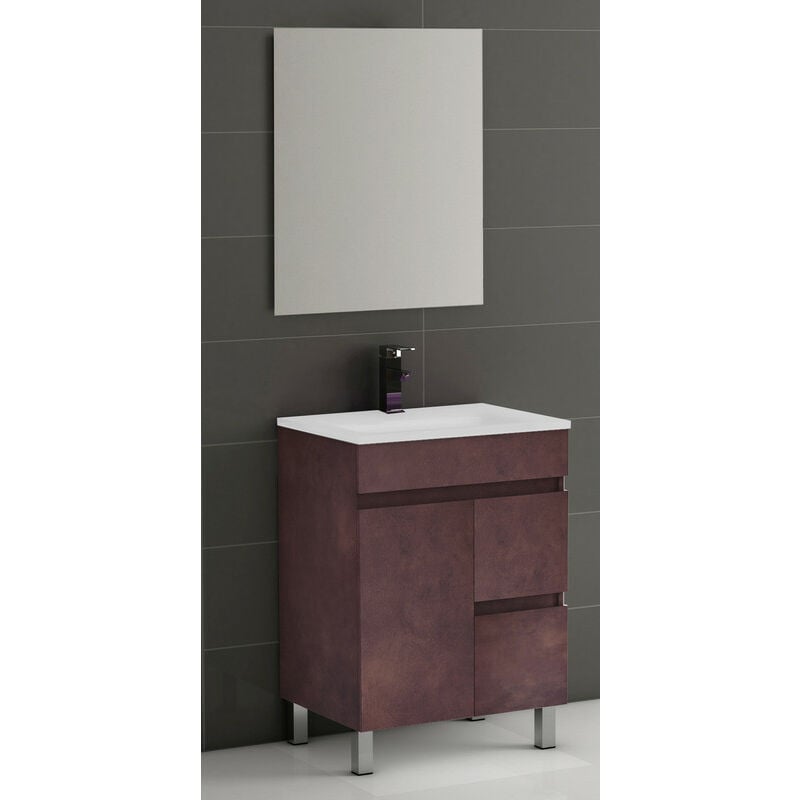 

KIT Mueble de Baño Modelo EGIPTO PORCELANA, Formado por Mueble de Baño Color COBRE 60cm, Lavabo de Porcelana y Espejo