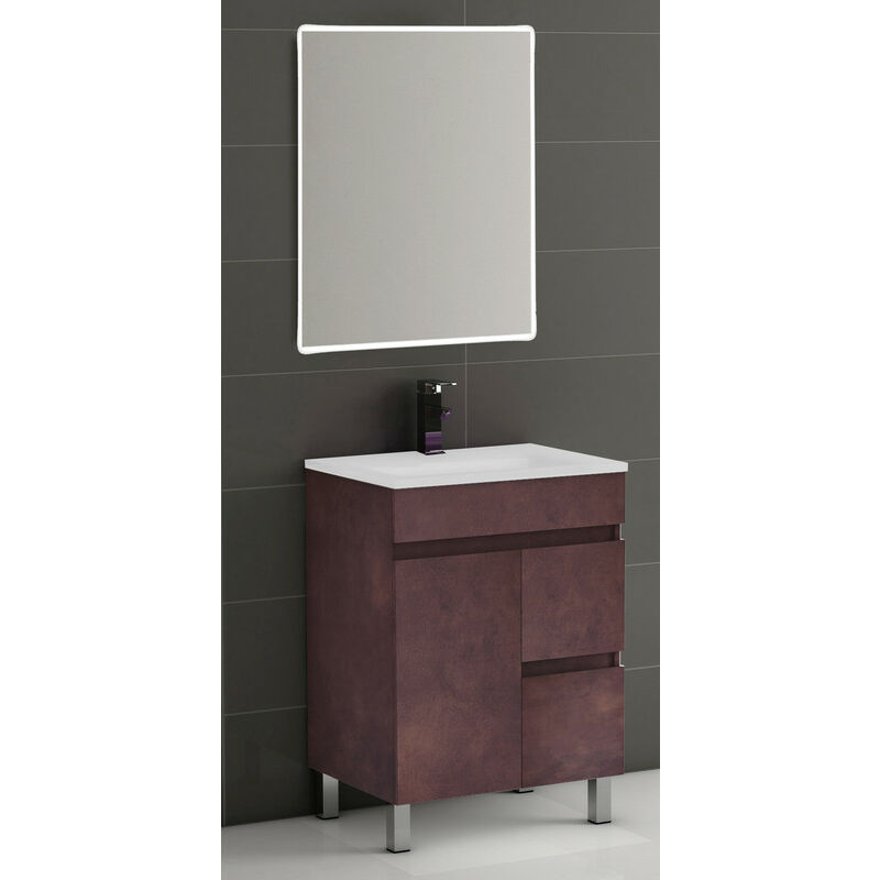 

KIT Mueble de Baño Modelo EGIPTO PORCELANA, Formado por Mueble de Baño Color COBRE 60cm, Lavabo de Porcelana y Espejo