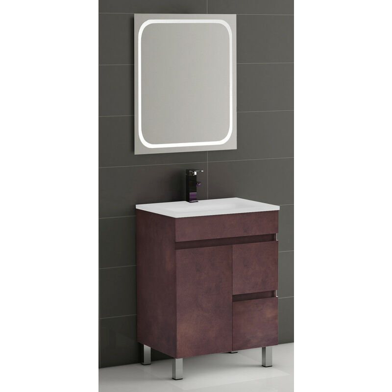 

KIT Mueble de Baño Modelo EGIPTO PORCELANA, Formado por Mueble de Baño Color COBRE 60cm, Lavabo de Porcelana y Espejo