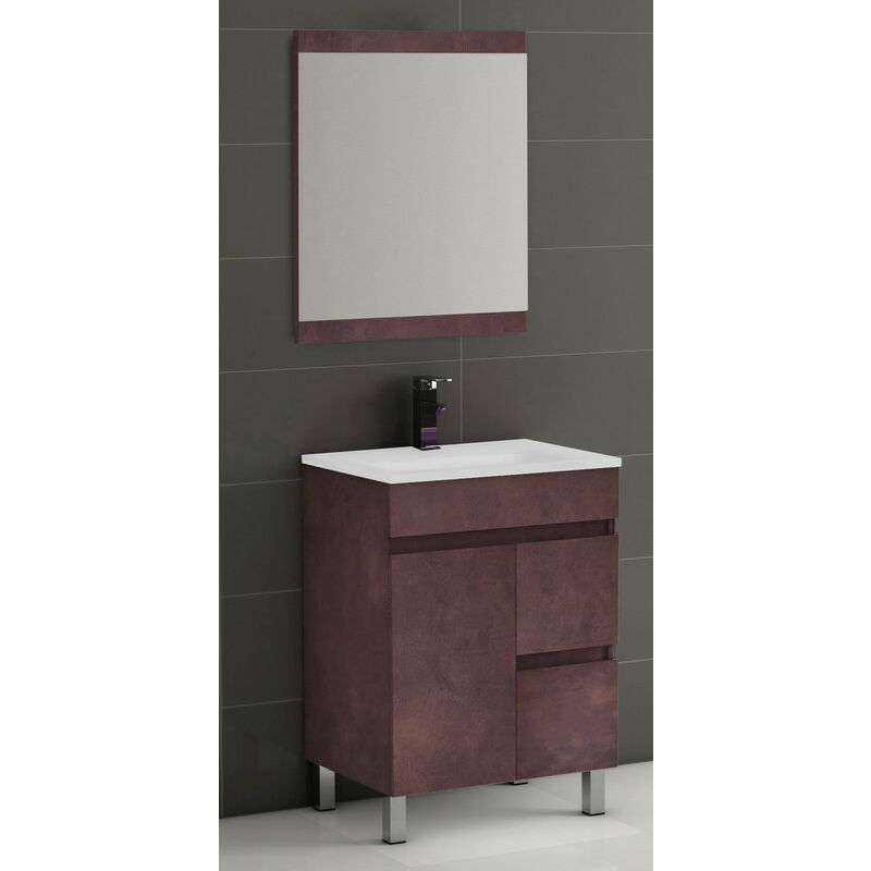 

KIT Mueble de Baño Modelo EGIPTO PORCELANA, Formado por Mueble de Baño Color COBRE 70cm, Lavabo de Porcelana y Espejo