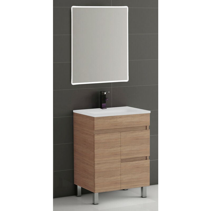 

KIT Mueble de Baño EGIPTO PORCELANA, Formado por Mueble de Baño Color CAMBRIAN Ancho 100cm, Lavabo de Porcelana y Espejo