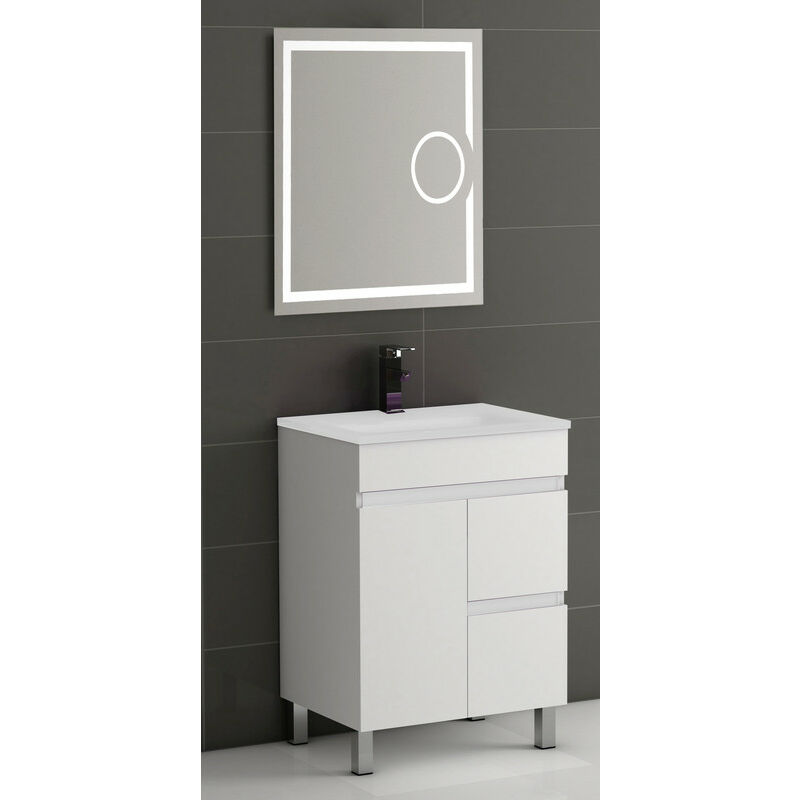 

KIT Mueble de Baño EGIPTO PORCELANA,Formado por Mueble de Baño Color Lacado en BLANCO Ancho 100cm, Lavabo de Porcelana y Espejo