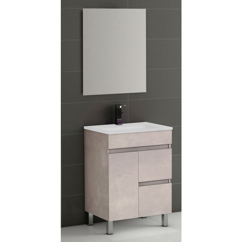 

KIT Mueble de Baño EGIPTO PORCELANA, Formado por Mueble de Baño Color PLATA Ancho 120cm, Lavabo de Porcelana y Espejo