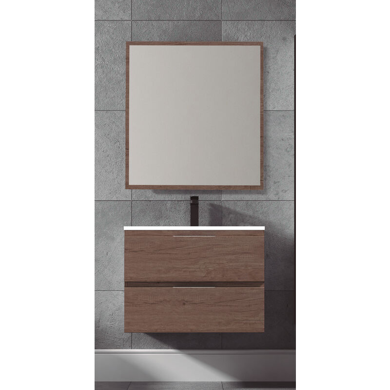 

Www.elbañomoderno.com - KIT Mueble de Baño TOSCANA PORCELANA, Formado por Mueble de Baño Color NEBRASKA GRIS 60cm, Lavabo de Porcelana y Espejo a