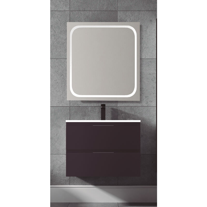 

KIT Mueble de Baño TOSCANA PORCELANA, Formado por Mueble de Baño Color ANTRACITA 60cm, Lavabo de Porcelana y Espejo a Juego