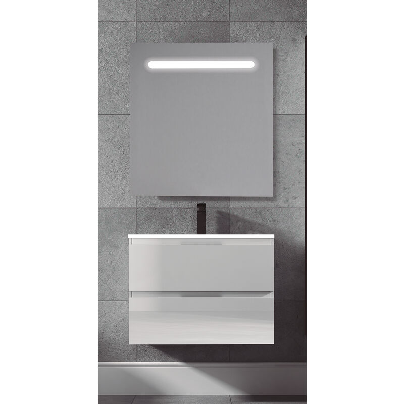 

Www.elbañomoderno.com - KIT Mueble de Baño TOSCANA PORCELANA, Formado por Mueble de Baño Color BLANCO 60cm, Lavabo de Porcelana y Espejo a Juego