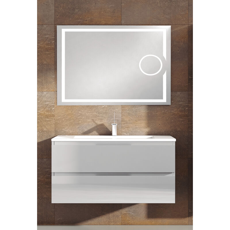 

KIT Mueble de Baño TOSCANA PORCELANA, Formado por Mueble de Baño Color BLANCO 80cm, Lavabo de Porcelana y Espejo a Juego