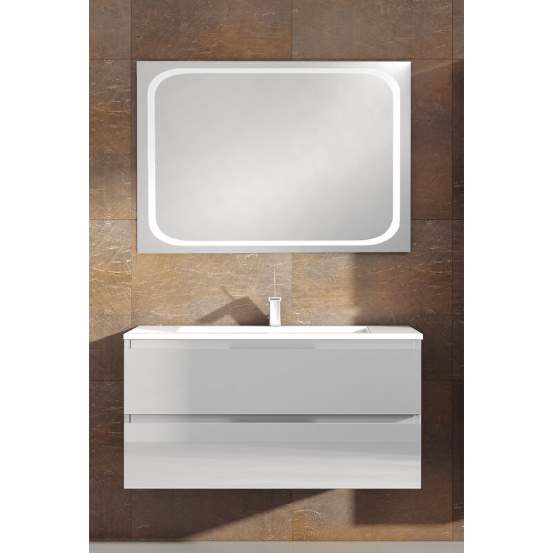 

KIT Mueble de Baño TOSCANA PORCELANA, Formado por Mueble de Baño Color BLANCO 80cm, Lavabo de Porcelana y Espejo a Juego