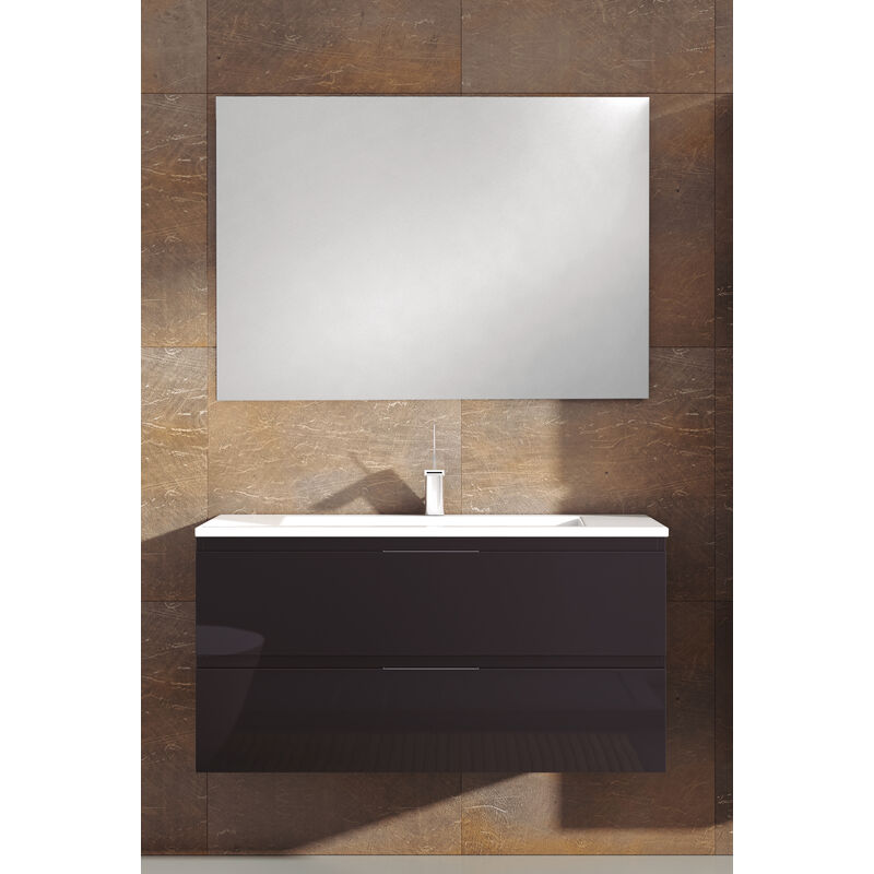 

KIT Mueble de Baño TOSCANA PORCELANA, Formado por Mueble de Baño Estilo Color ANTRACITA GRIS 100cm,Lavabo de Porcelana y Espejo