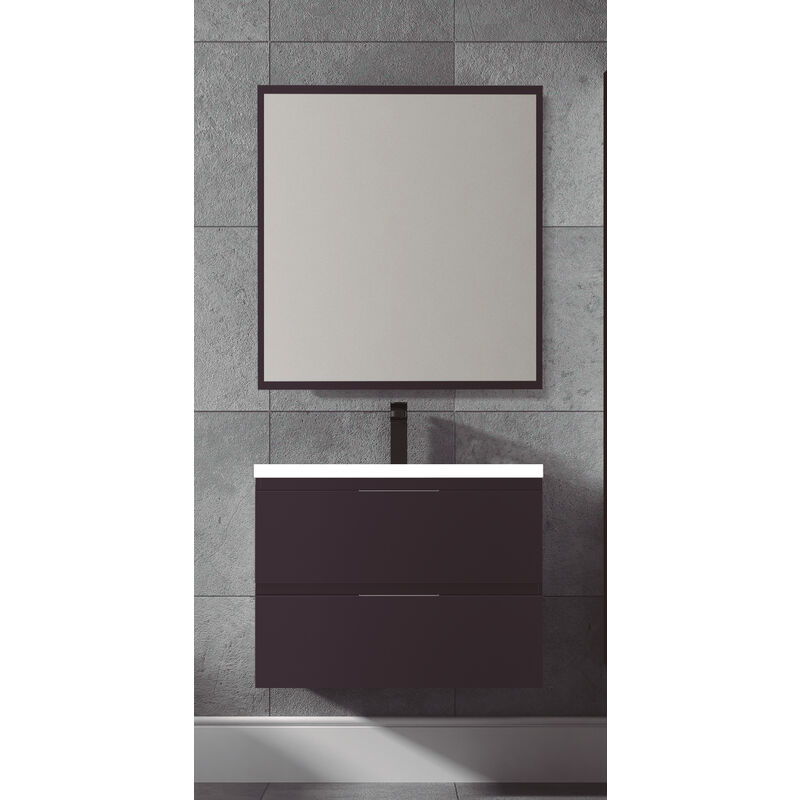 

KIT de Mueble de Baño TOSCANA RESINA, Formado por Mueble de Baño Color ANTRACITA Ancho 80cm, Lavabo de Resina y Espejo